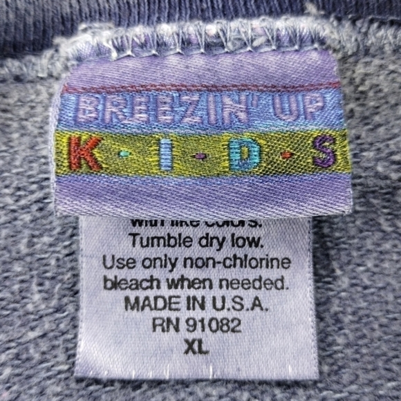 Vtg Breezin' Up Kids Surf Womens Small Sweatshirt USA Crop Surfer Girl Sun Faded - Picture 6 of 7